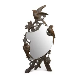 “Hirondelles” Psyche or table mirror with beveled mirror, …