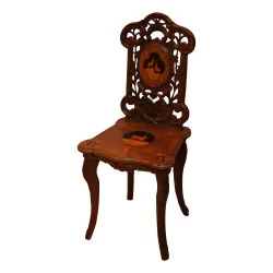 Brienz chair in carved wood. Period: 19th century.