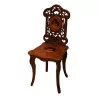 Brienz-Stuhl aus geschnitztem Holz. Zeitraum: 19. Jahrhundert. - Moinat - Brienz