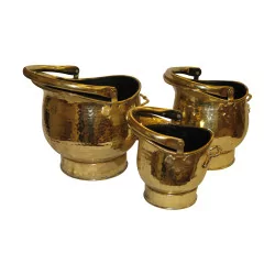 套 3 个桶（1 个大、1 个中和 1 个小），金色黄铜。