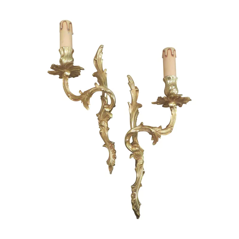 пара подсвечников из позолоченной бронзы в стиле Людовика XVI, 1… - Moinat - Бра (настенные светильники)