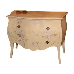 Chest of drawers with 2 wooden drawers in Louis XV style, floral decoration