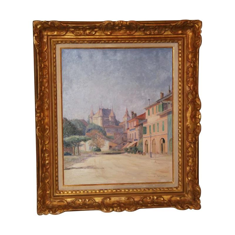 Gemälde „La Place du Palais à Nyon“, rechts unten signiert … - Moinat - VE2022/1