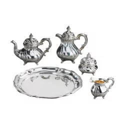 Rococo coffee and tea service, in 925 silver. richly …