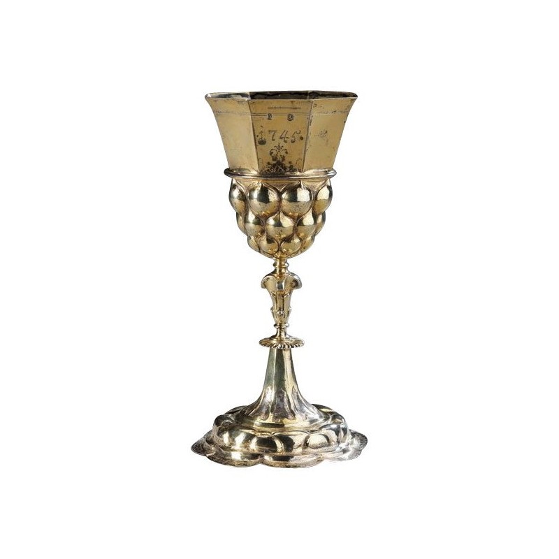 Chalice in vermeil, stepped base, also octagonal bowl, … - Moinat - Silverware Chalice in vermeil, stepped base, also octagonal bowl, … - Moinat - Silverware