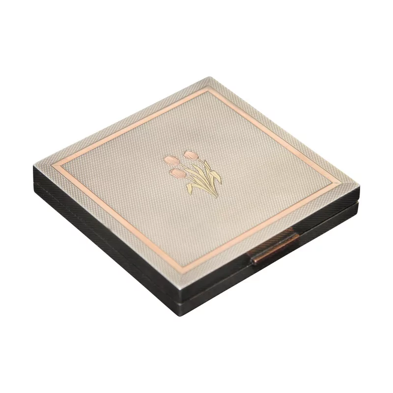 compact box in silver and pink gold with interior … - Moinat - Boxes, Urns, Vases