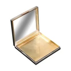 Boite poudrier en argent et or rose avec intérieur