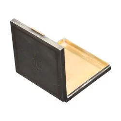 Boite poudrier en argent et or rose avec intérieur