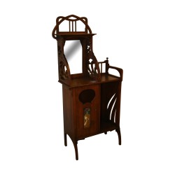 Cabinet Art-Nouveau en hêtre avec miroir et sur la porte une …