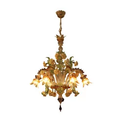 Murano glass chandelier with 6 lights.