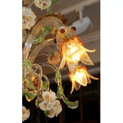 Kronleuchter aus Muranoglas mit 6 Lichtern.
