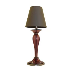 Lampe aus Muranoglas in Amethystfarbe und Lampenschirm …