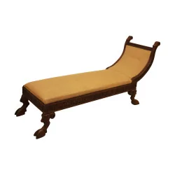 Chaise longue en bois exotique, décors à la grecque et pieds …
