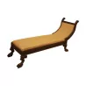 Chaise longue en bois exotique, décors à la grecque et pieds … - Moinat - Tabourets, Banquettes, Poufs