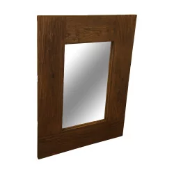 仿古榆木饰面木框镜子。