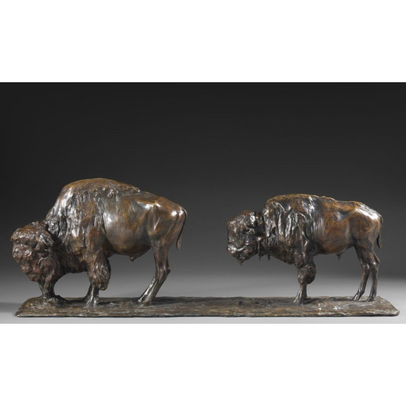 Sculpture en bronze à patine brune “DEUX BISONS d'AMERIQUE”, … - Moinat - Bronzes Sculpture en bronze à patine brune “DEUX BISONS d'AMERIQUE”, … - Moinat - Bronzes