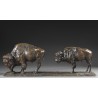 Sculpture en bronze à patine brune “DEUX BISONS d'AMERIQUE”, … - Moinat - Bronzes