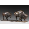 Sculpture en bronze à patine brune “DEUX BISONS d'AMERIQUE”, … - Moinat - Bronzes