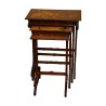 Set of “Flowers” nesting table, copy of Gallé in walnut … - Moinat - Nest of tables