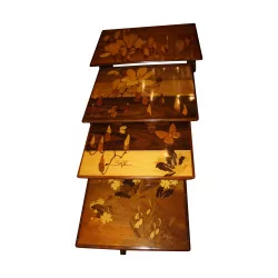 Набор столиков для раскроя «Цветы», копия Галле из орехового дерева…