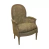 Upholstered Bergère with fluted legs, in gray painted wood - Moinat - Armchairs