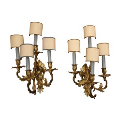 Paire d’appliques à 4 lumières, Louis XV Napoléon III, avec