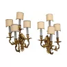 Pair of 4-light sconces, Louis XV Napoleon III, with - Moinat - Wall lights, Sconces