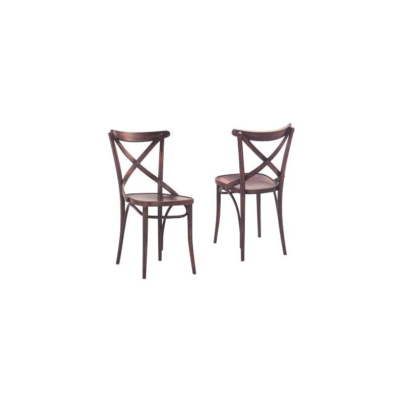 Croce chair in walnut-stained beech, bistro style. - Moinat - Chairs Croce chair in walnut-stained beech, bistro style. - Moinat - Chairs
