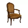 Louis XV convertible covered in yellow fabric, backrest at the - Moinat - Armchairs