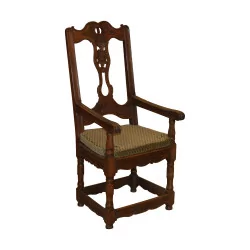 Liégeois-Sessel aus Eiche, sehr geformt, Holzsitz mit …