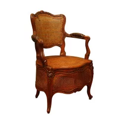 Louis XV-Sessel „Seat of ease“ aus geschnitzter Buche, Sitz …