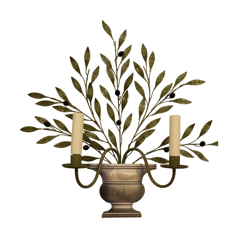 Pair of “Olive Vase” sconces, in painted wrought iron, with 2 … - Moinat - Wall lights, Sconces Pair of “Olive Vase” sconces, in painted wrought iron, with 2 … - Moinat - Wall lights, Sconces