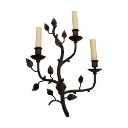 “Saint Nom” wall lamp in wrought iron, with 3 lights.