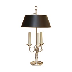 Bouillotte lamp in silvered bronze with shade in black sheet metal …