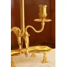 Bouillotte-Lampe aus vergoldeter Bronze mit burgunderrotem Lampenschirm … - Moinat - Tischlampen