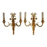 Paire d'appliques “Fleurs” en bronze doré à 2 lumières. - Moinat - Appliques murales