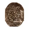 Paire d'appliques “Médaillon” en bronze vieil argent, à 2 … - Moinat - Appliques murales