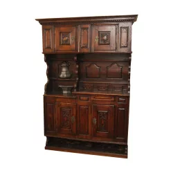 Dresser, sideboard, in carved walnut with 4 doors and 4 drawers, …