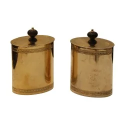 Paire de boite à thé Papus, en argent vermeil. Suisse (Berne),