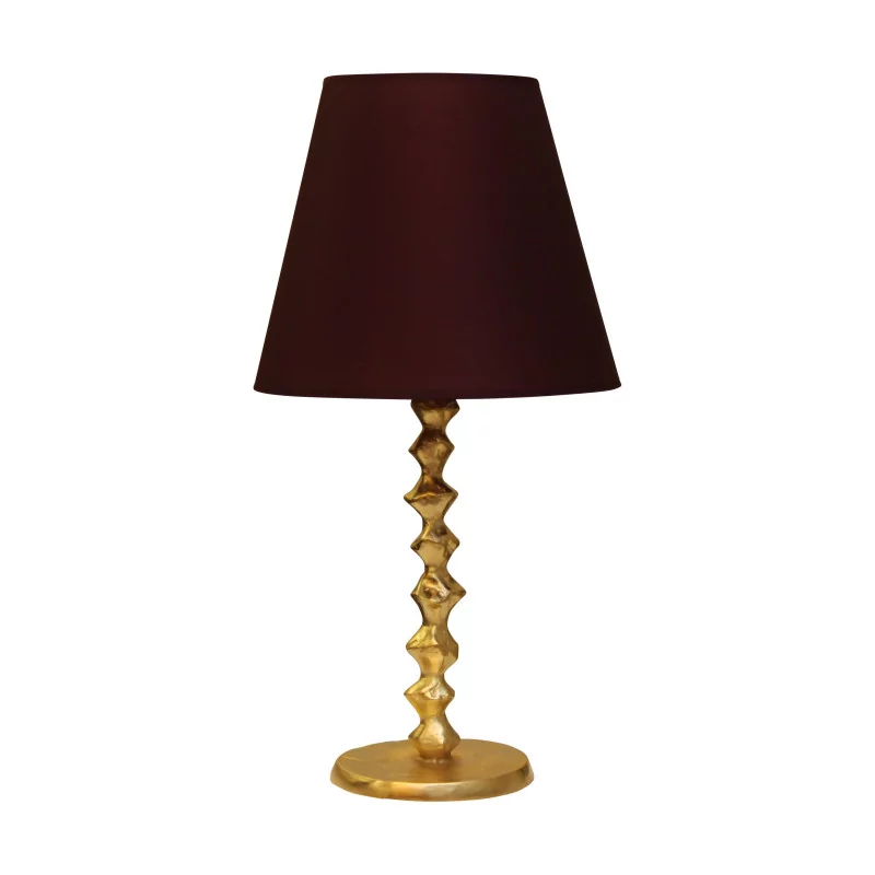 Lampe „SANFIN“ mit Sockel und Lampenschirm aus vergoldeter Bronze … - Moinat - Tischlampen