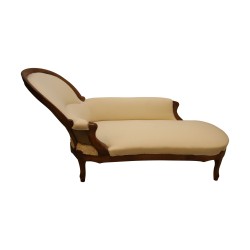 Chaise longue, méridienne, de style Louis-Philippe en noyer