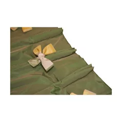 Exhibition curtain, green silk taffeta fabric, reverse in