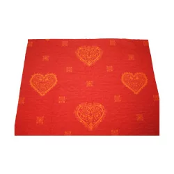 Roman blind (curtain), red damask cotton fabric,