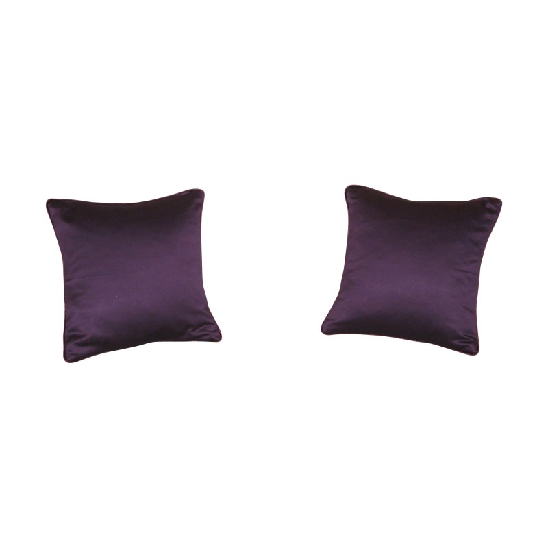 Coussin recouvert de tissu satin violet foncé avec nervure en - Moinat - Coussins Coussin recouvert de tissu satin violet foncé avec nervure en - Moinat - Coussins