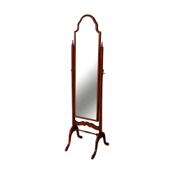 Old-fashioned standing psyche with beveled glass, mahogany.