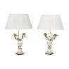 Pair of Louis XVI candelabra in white marble and gilded bronze … - Moinat - Table lamps