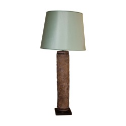 Printing roller mounted as a lamp with cardboard shade