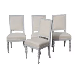 Set of 4 Jacob executive chairs, white lacquered wood, …