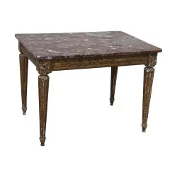 Louis XVI Konsole oder Schreibtisch aus vergoldetem Holz 4 Seiten mit …
