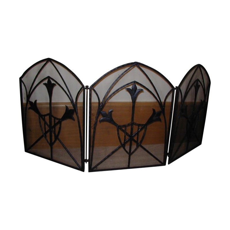 schmiedeeiserne Brandwand mit 3 Fensterläden aus der Renaissance Epoche: 20. … - Moinat - Kaminschirme schmiedeeiserne Brandwand mit 3 Fensterläden aus der Renaissance Epoche: 20. … - Moinat - Kaminschirme